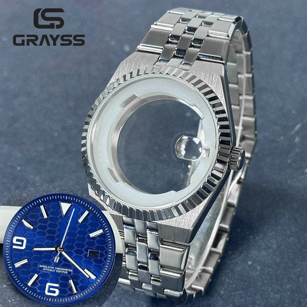 40mm Land-Dweller Watch Case & Dial Kit | Fits NH35 Miyota 8215 | 316L Stainless Steel Automatic Mechanical Case | Custom Iced Out Watch Base | Caratix - CaratixJewelry